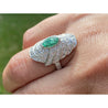 Marquise Cut Emerald and Diamond Dome Ring - ASSAY