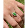 Marquise cut Jadeite Jade Ring with Natural Diamonds in 18k Solid yellow Gold - ASSAY