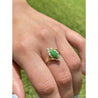 Marquise cut Jadeite Jade Ring with Natural Diamonds in 18k Solid yellow Gold - ASSAY