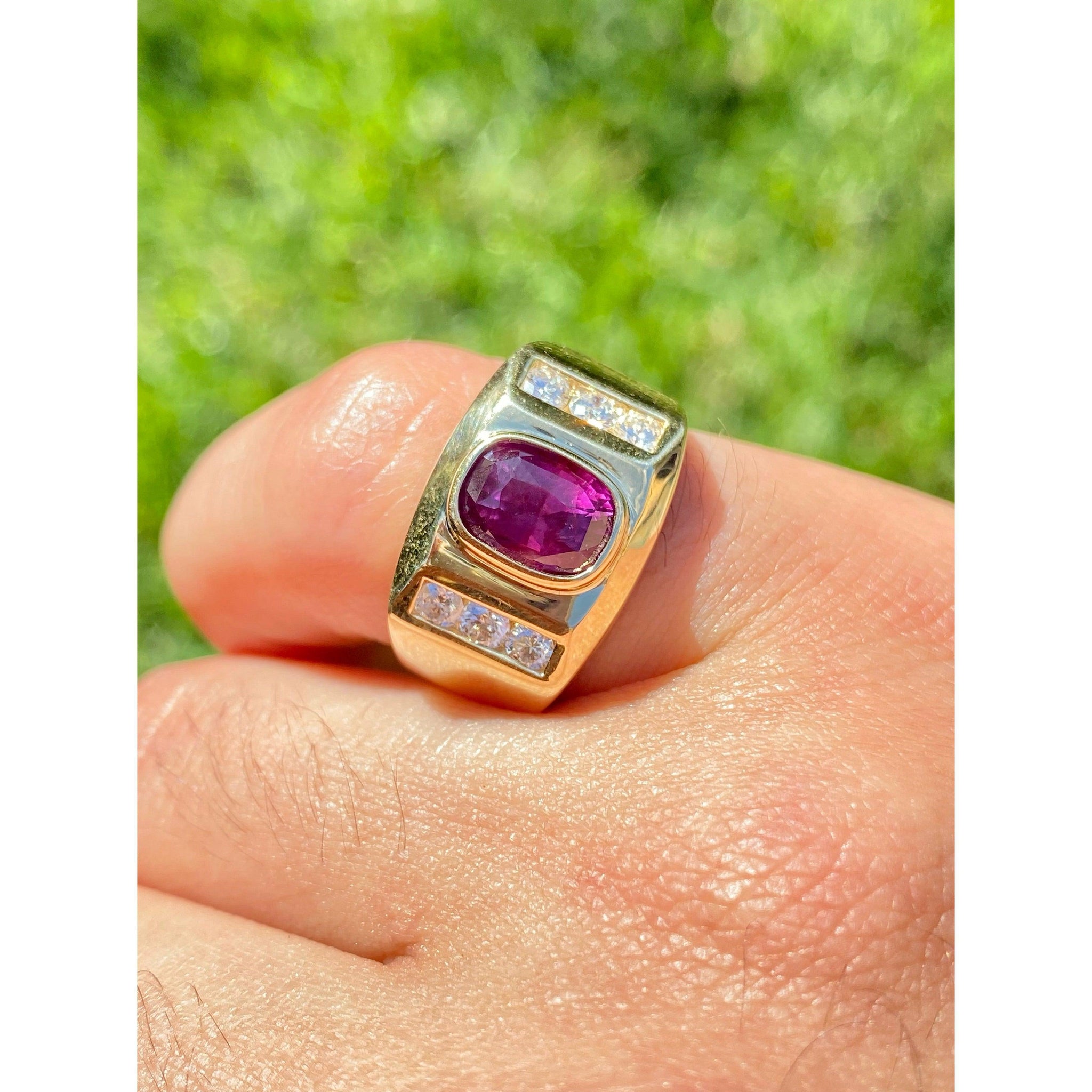 Muscular Men Ring Luxury Ruby Ring for Man Jewelry Real 925 Silver Red  Rectangle Gemstone Good Gift Birthstone - AliExpress