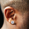 Mens 3 Carat Round Lab Grown Diamond Stud Earrings in 14k solid Gold