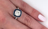 Natural 1.40 Carat Round Cut Diamond With Blue Sapphire Halo in Filigree Art Deco Ring Setting-Rings-ASSAY
