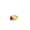 Natural 2 Carat Ruby and Baguette cut diamond Side Stones in 18K Gold Ring-Rings-ASSAY