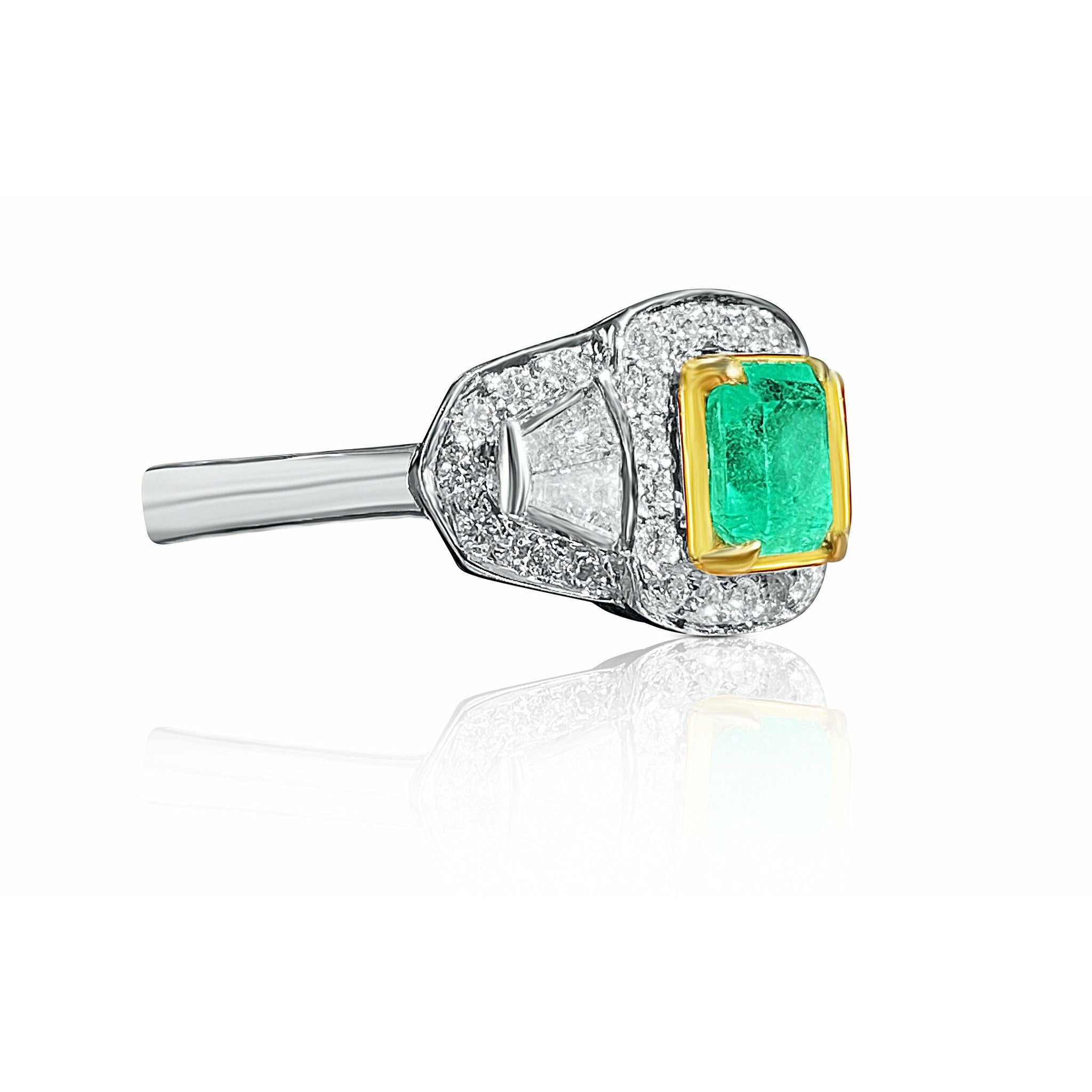 Natural Colombian Emerald Cocktail in 18k white gold Ring - ASSAY