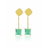 Natural Colombian Emerald Square cut drop Earrings in 18k solid gold - ASSAY