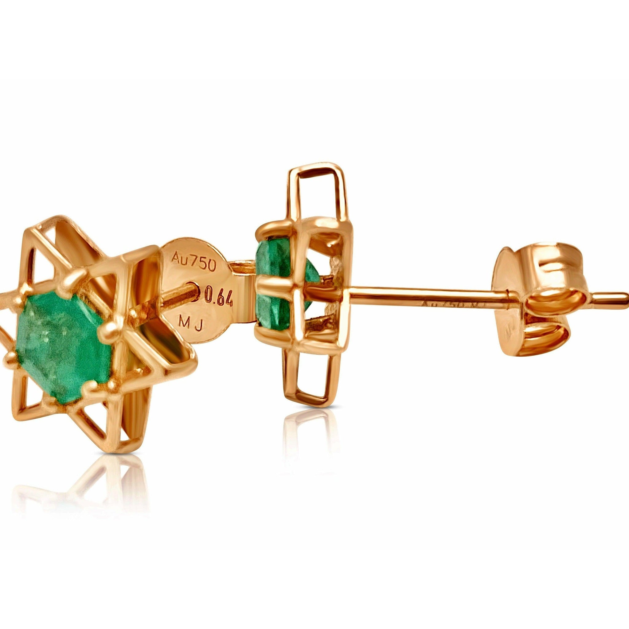 Natural Emerald Star of David Earrings in 18k Rose Gold - ASSAY