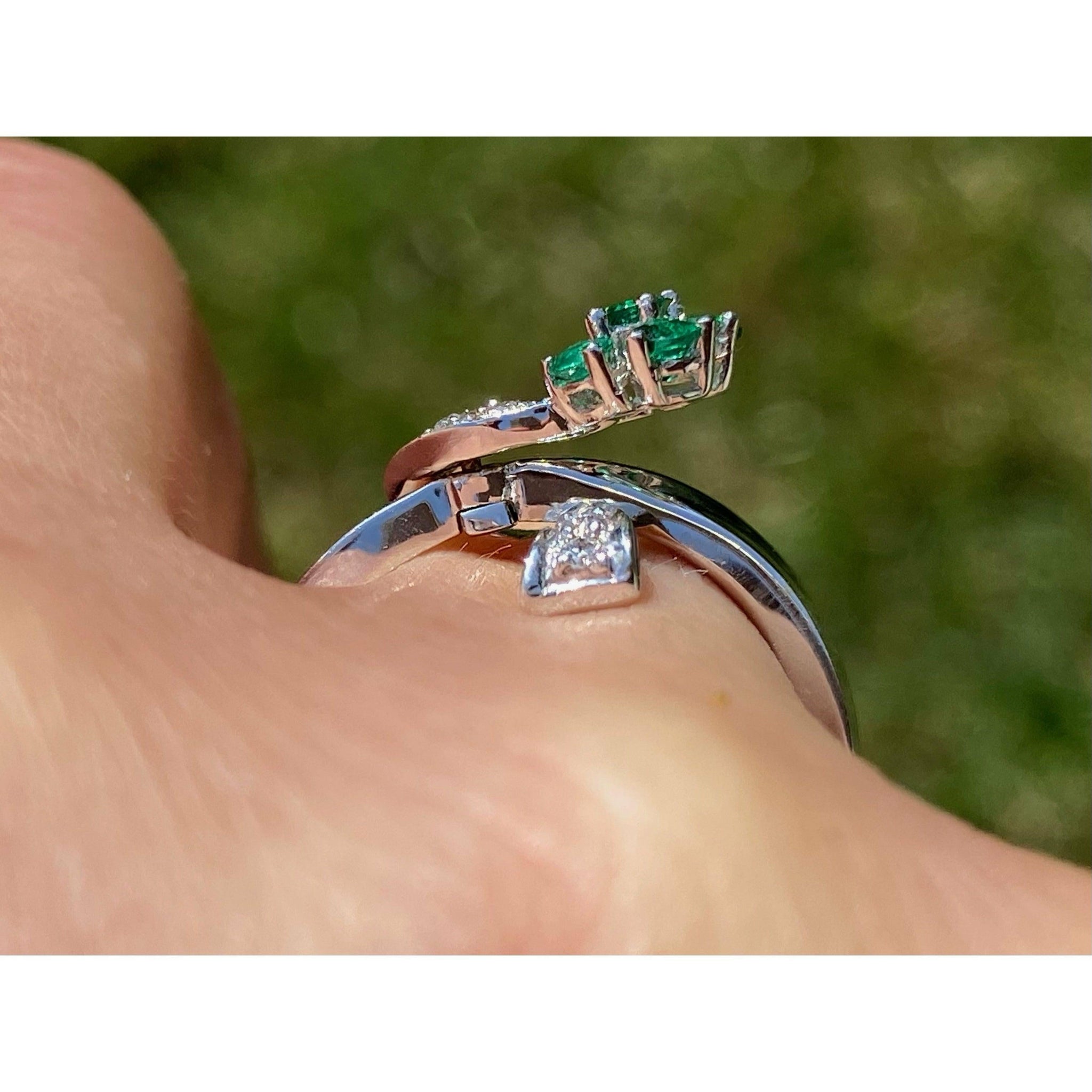 Natural Emerald and Diamond Flower Ring - ASSAY