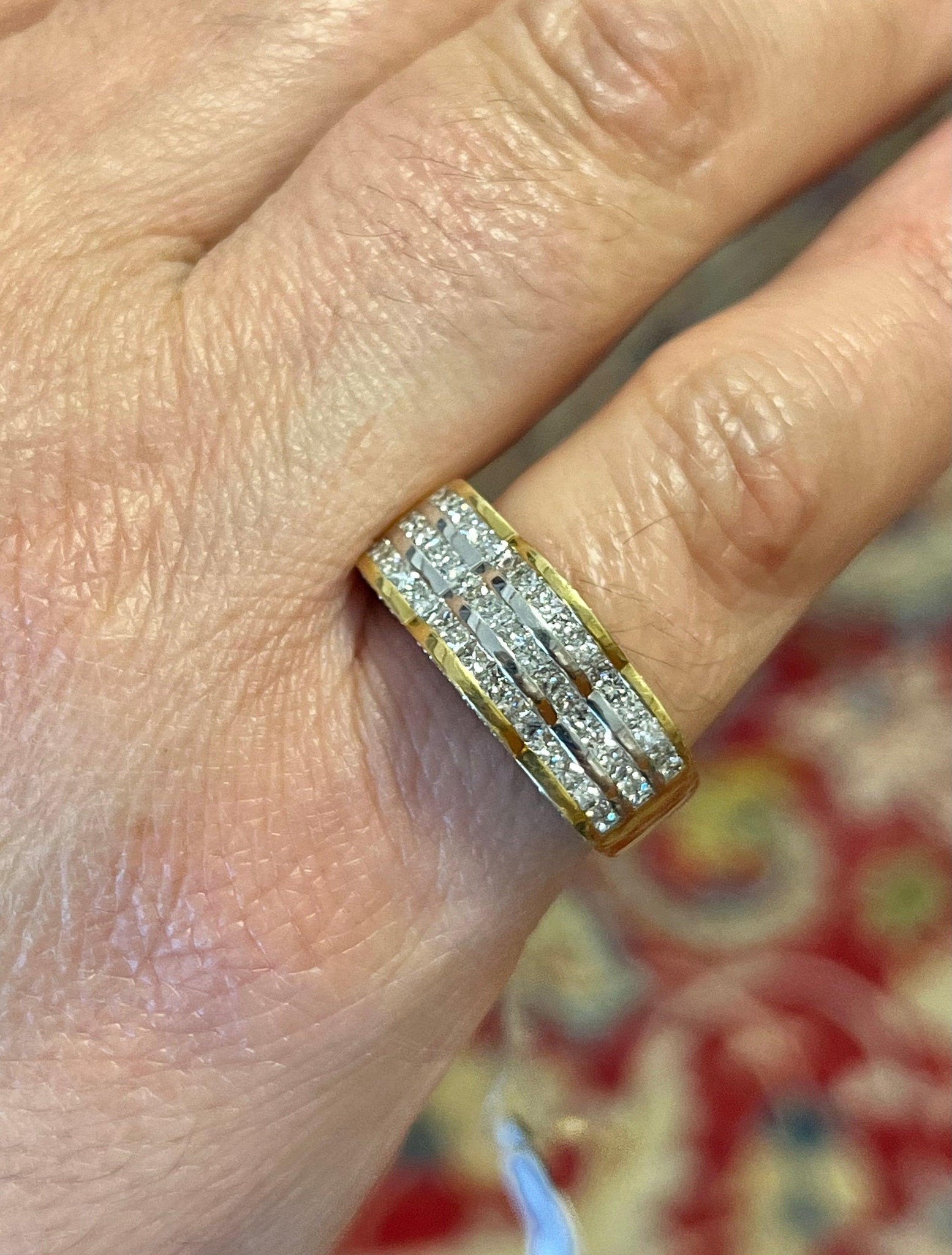 Natural Princess Cut Diamond Star Cluster Ring in 18k gold - Rings