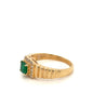 Natural Emerald and Diamond Halo 18k Yellow Gold Ring - Rings