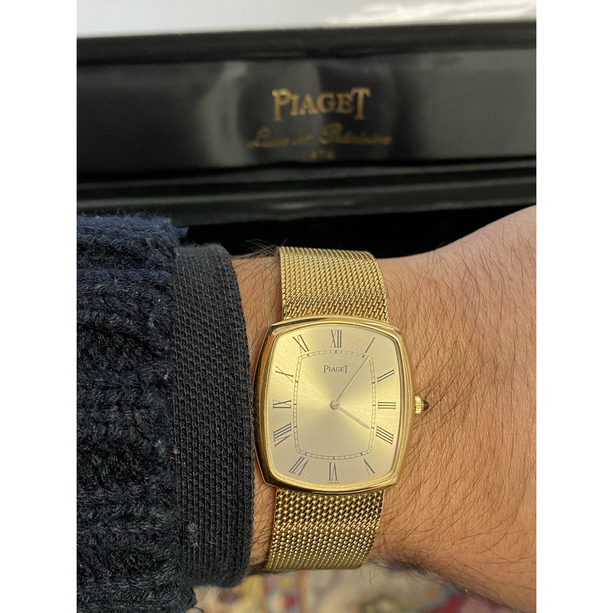 Piaget 9741 Vintage 18k Mens Watch with Gold Champagne Strap-ASSAY