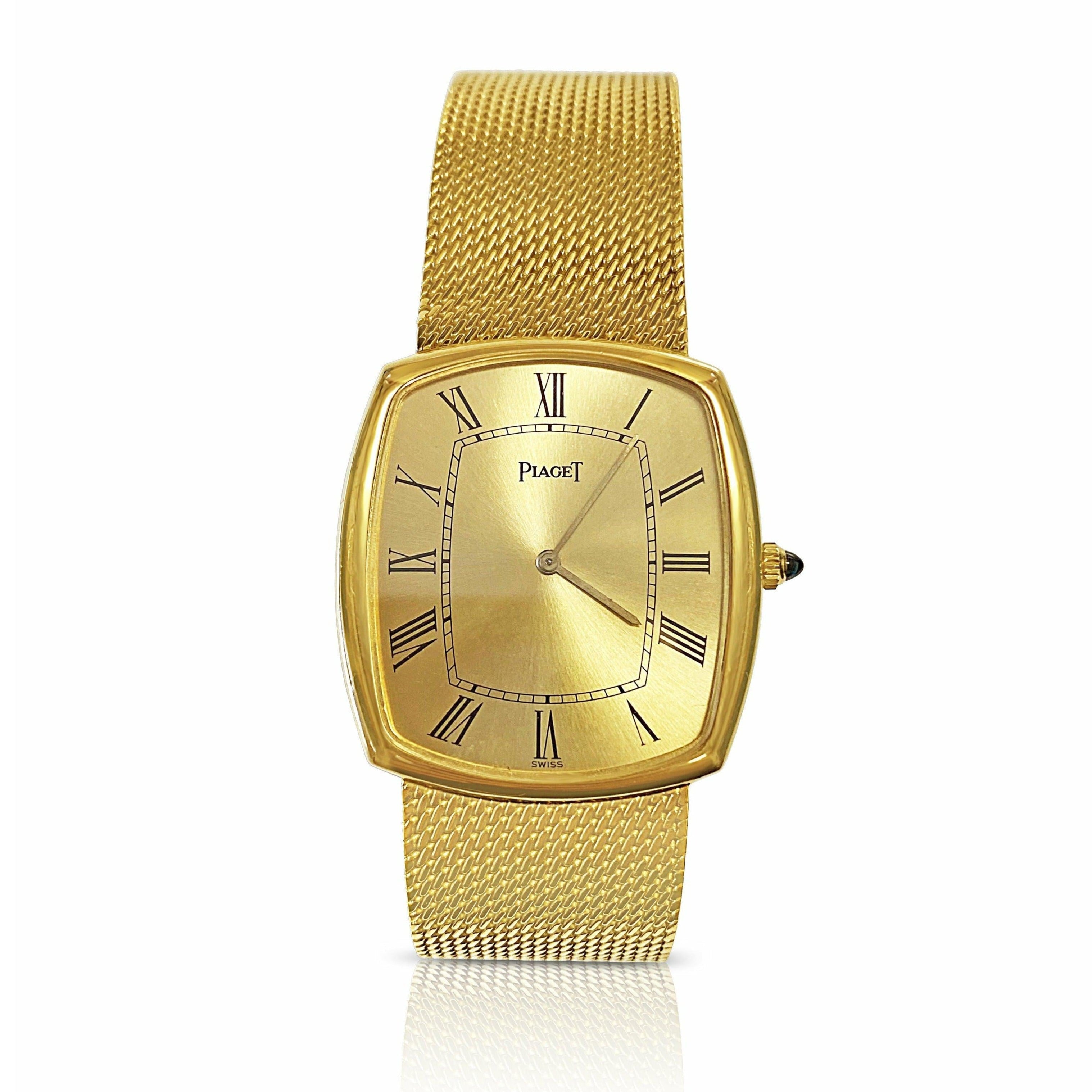 Piaget 9741 Vintage 18k Mens Watch with Gold Champagne Strap-ASSAY