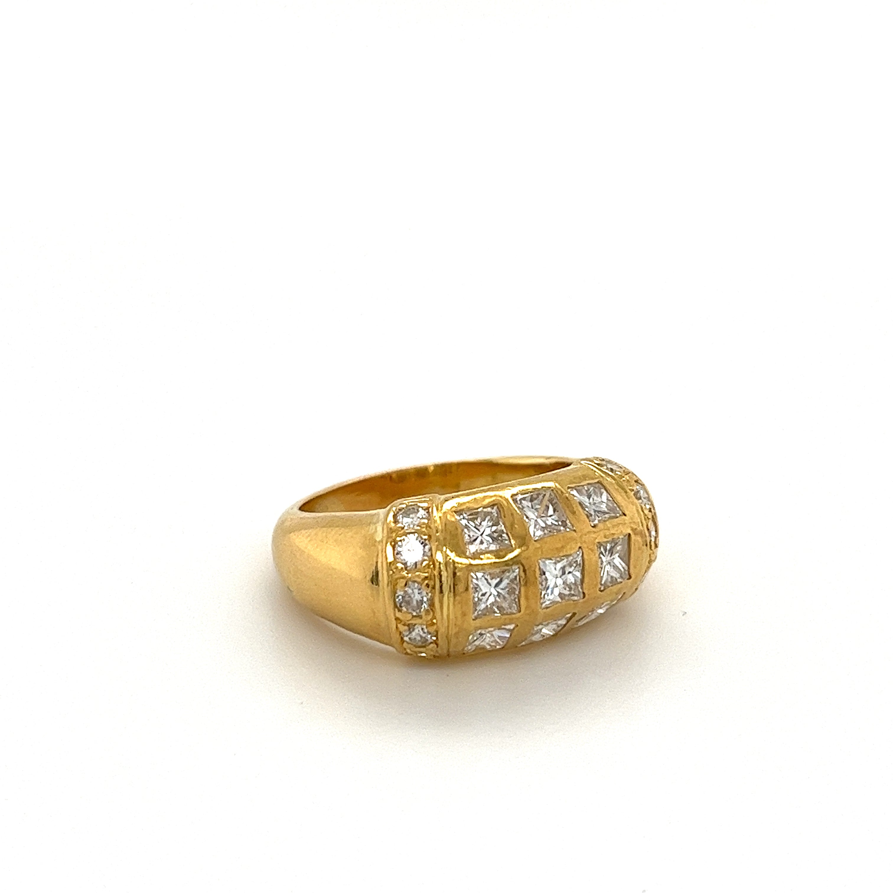 Princess Cut Diamond Cluster Dome Ring in 18k Yellow Gold-Rings-ASSAY