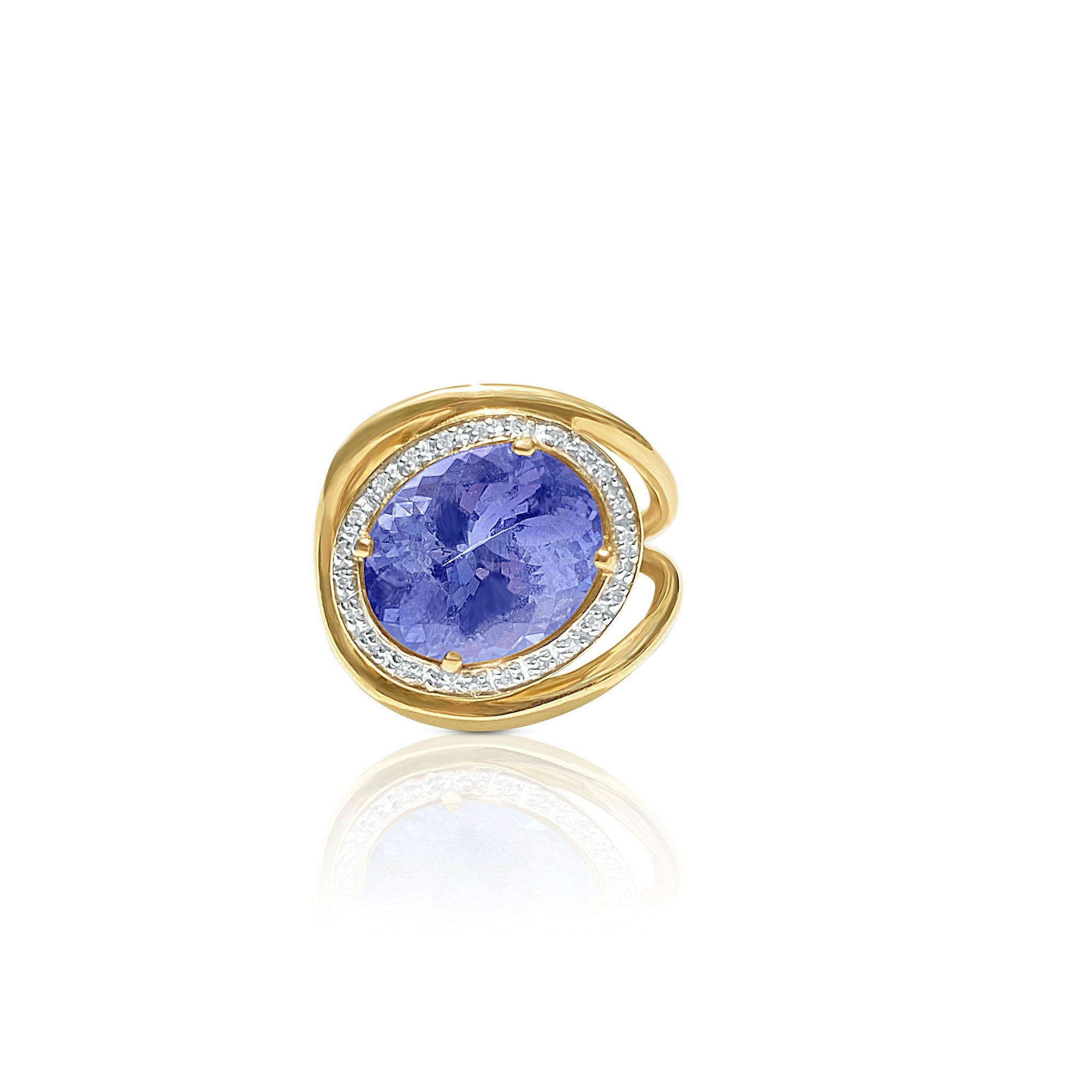 Split Shank 4 carat Oval Cut Tanzanite with open back 14k solid gold ring - ASSAY