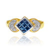 Square cut Natural Blue Sapphire Ring in 18k solid gold - ASSAY