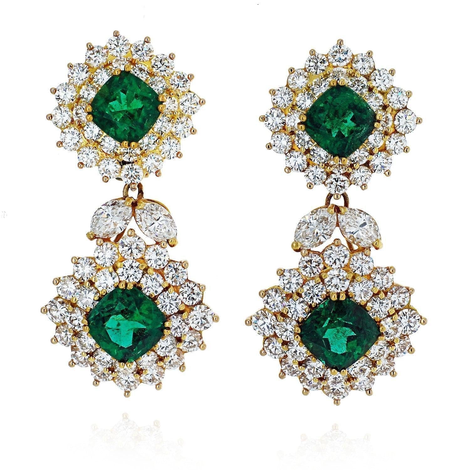 Tiffany and Co. Signed Emerald and Diamond Drop Earrings - ASSAY