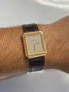 Unisex Tiffany & Co. Rectangular 18k Gold Watch with Leather Strap-ASSAY