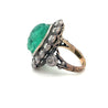 Victorian Era 15 Carat Carved Emerald Beetle Antique Ring with Diamond Halo in 18K Yellow Gold and Silver-Rings-ASSAY