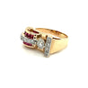 Vintage 14k Gold Retro Style Old Euro Cut Diamond and Baguette Cut Ruby Ring-Rings-ASSAY
