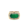 Vintage 18K Gold Horizontally Set Wide Jadeite Jade and Channel Set Diamond Halo Ring-Rings-ASSAY