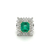 3.31 Carat Colombian Emerald and Diamond Cluster Cocktail in Platinum Ring-Rings-ASSAY