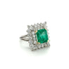 3.31 Carat Colombian Emerald and Diamond Cluster Cocktail in Platinum Ring-Rings-ASSAY