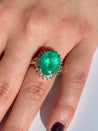 Vintage 6.88 carat Colombian Emerald in 14k yellow gold ring - ASSAY