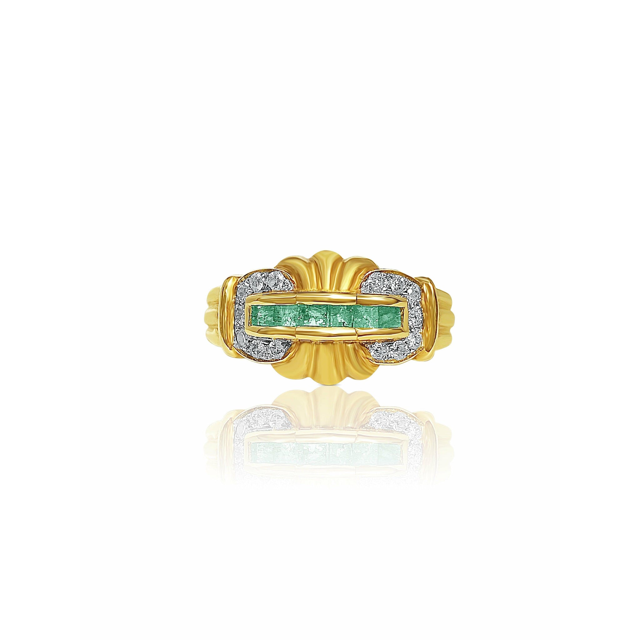 Vintage Baguette Cut Emerald Ring in 14k yellow Gold - ASSAY