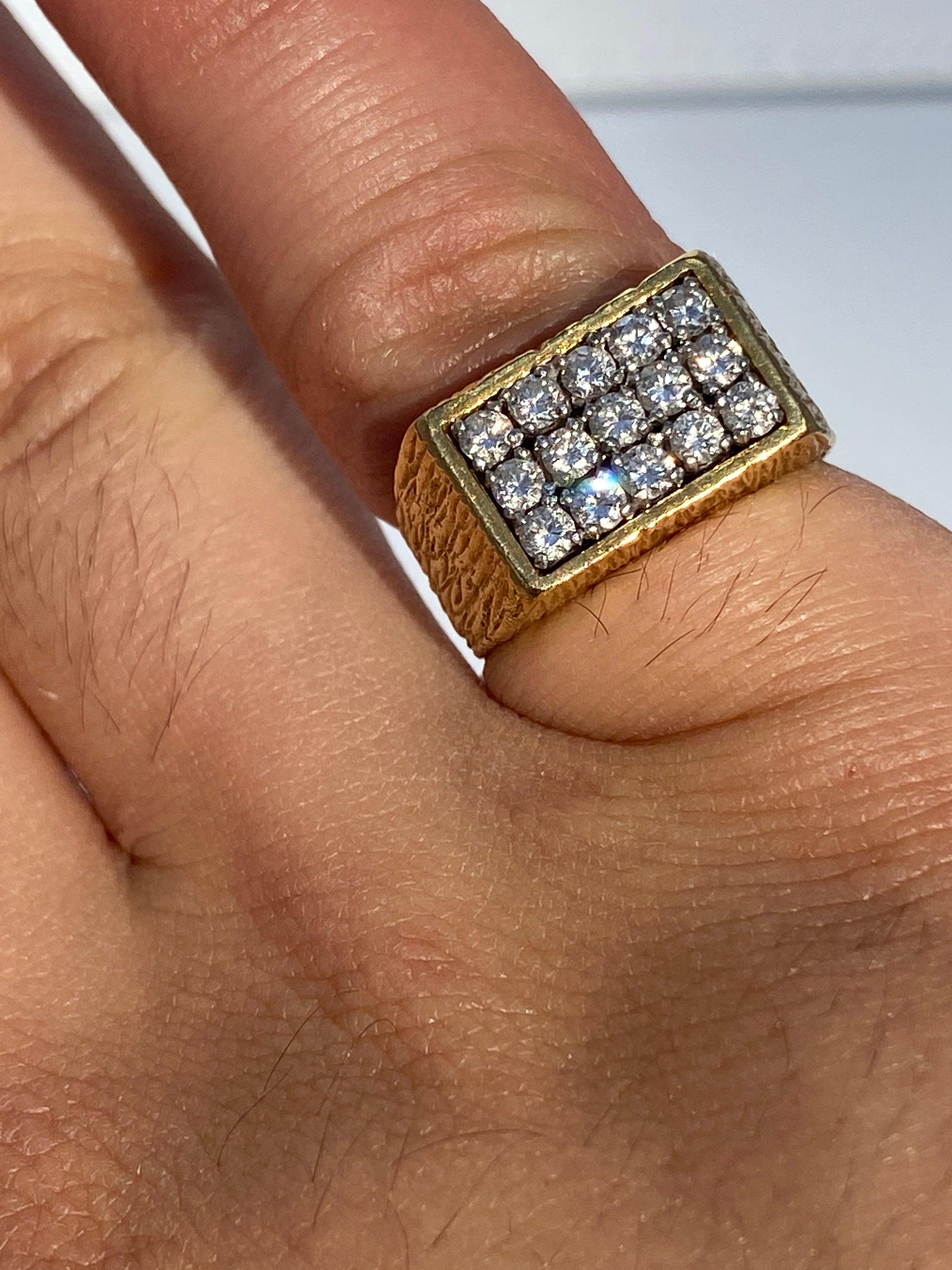Vintage Diamond Cluster and Gold Mens Pinky Ring - ASSAY