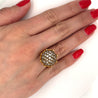 Vintage Retro 22K Carved Yellow Gold and Round Ball Diamond Cluster Ring-Rings-ASSAY
